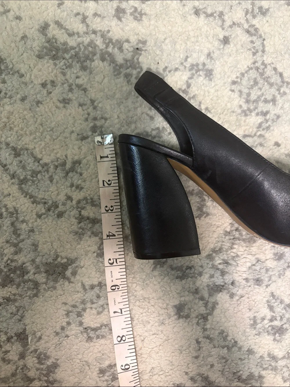 Vince Camuto Black Leather Slingback Pointed Block Heel